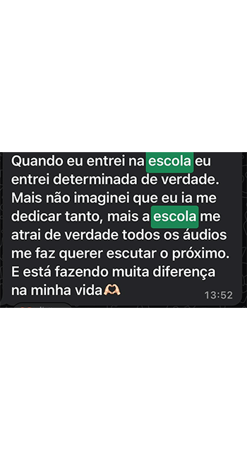 Depoimento de aluna do Instituto