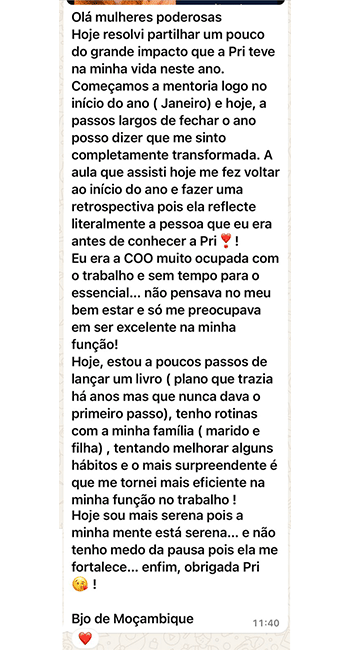 Depoimento de aluna do Instituto